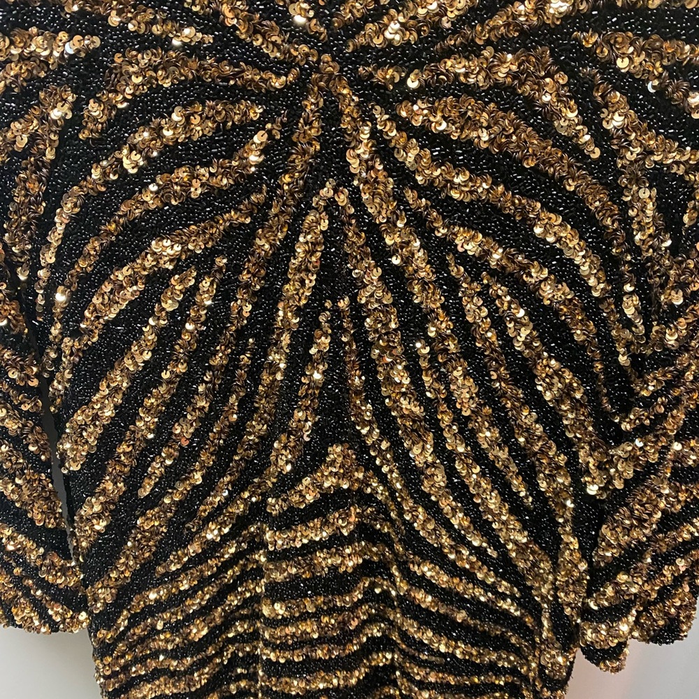 Brand new with tags Naeem Kham Gold/Black Tiger Sequin Dress Sz 12 - Picture 3 of 14